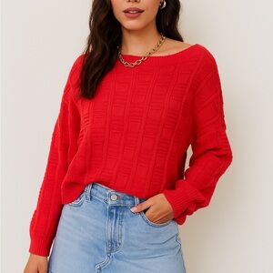 Red Cable Knit Sweater‎